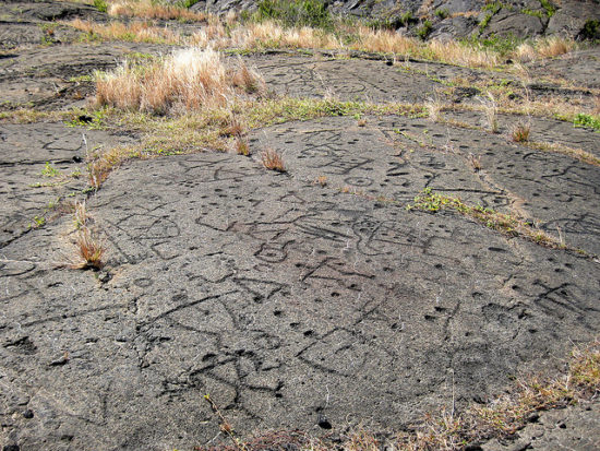 04 puuloa petroglyphs 550x413 Гавайские петроглифы   рисунки на камнях