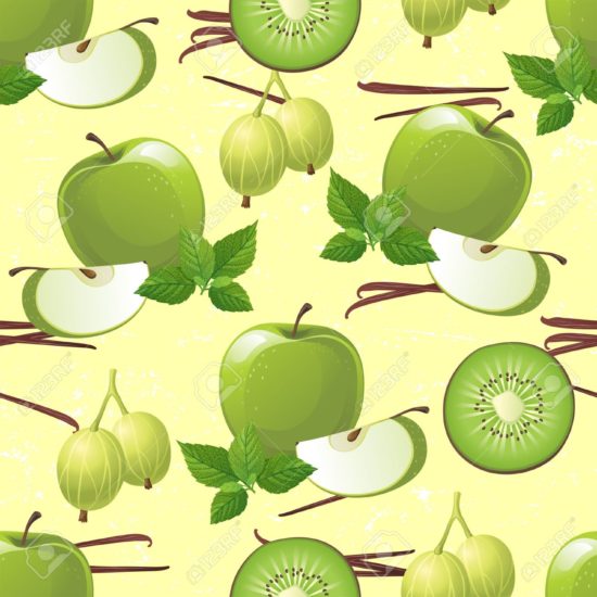 16962498 Seamless ornament with green fruits apple kiwi gooseberry Stock Photo 550x550 Продукты, ускоряющие обмен веществ и сжигающие жир